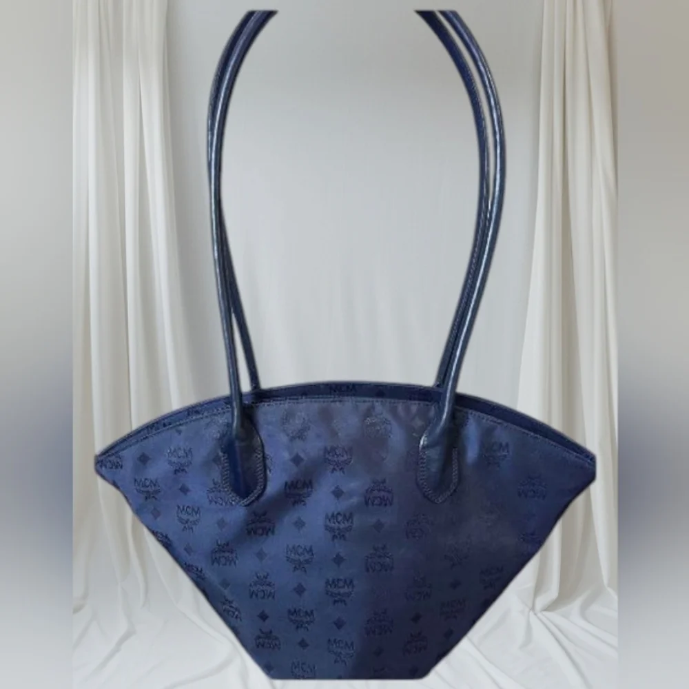 MCM Canvis Viesto Navy Blue Tote Bag with Certificate
